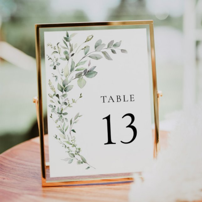 Boho Sage Greenery Botanical Wedding Table Number (Table number)