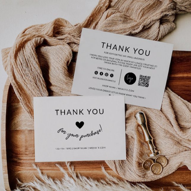 Boho Small Business Cartões de agradecimentos, (Boho Small Business Thank You Card,)