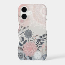 Boho Style Pink Grey Floral iPhone 17 Slim Case