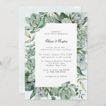 Boho Succulent Greenery Wedding Convite