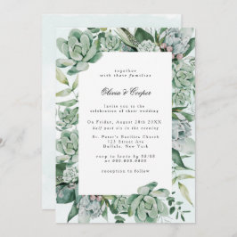 Boho Succulent Greenery Wedding Convite