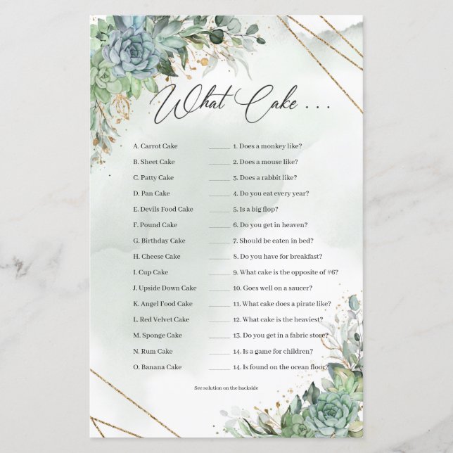 Boho suculenta o quadro de ouro de eucalipto Que B (Frente)