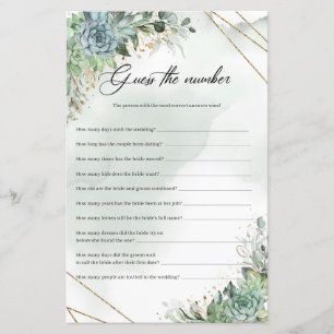 Boho suculenta ouro de eucalipto adivinha o número