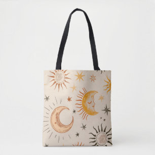Boho Sun & Moon Tote Bag - Vintage Celestial