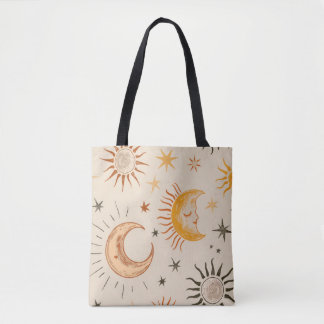 Boho Sun & Moon Tote Bag - Vintage Celestial
