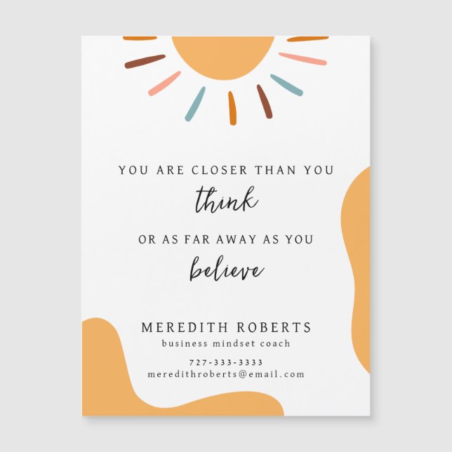 Boho Sun Motivational Quote Business Magnet (Frente)