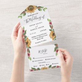 Boho Sunflower Menu Choice Casamento RSVP