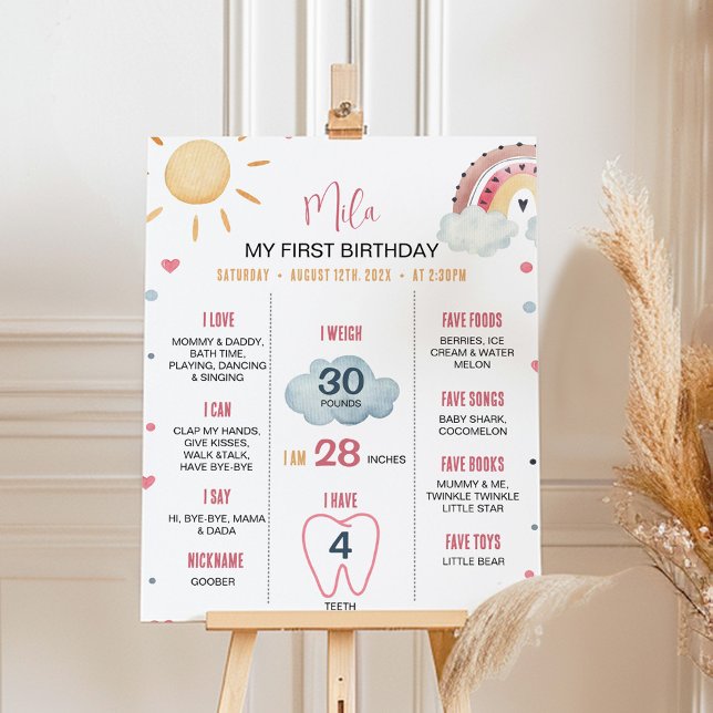 Boho Sunshine Rainbow Birthday Poster (Criador carregado)