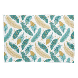 Boho Teal e Douradas Penas