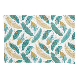 Boho Teal e Douradas Penas