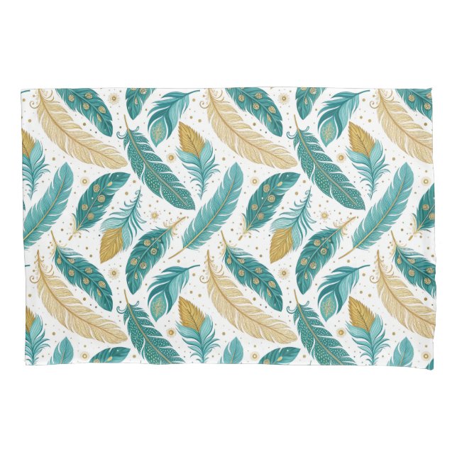 Boho Teal e Douradas Penas (Frente-Esquerda)