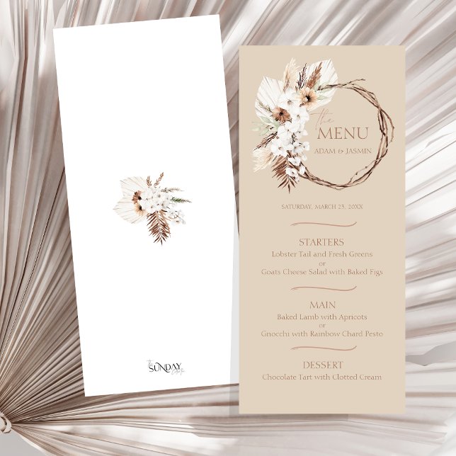 Boho Terracotta Beige Floral Wreath (Boho Terracotta Beige Floral Wreath Wedding Menu)