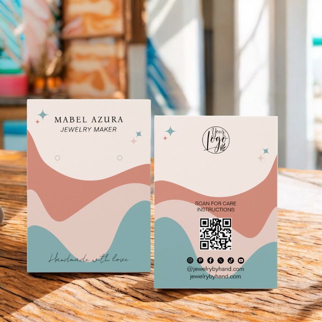 Boho terracotta Blue Joewelry maker Qr logo brinco (Boho terracotta blue Jewelry maker Qr logo earring)