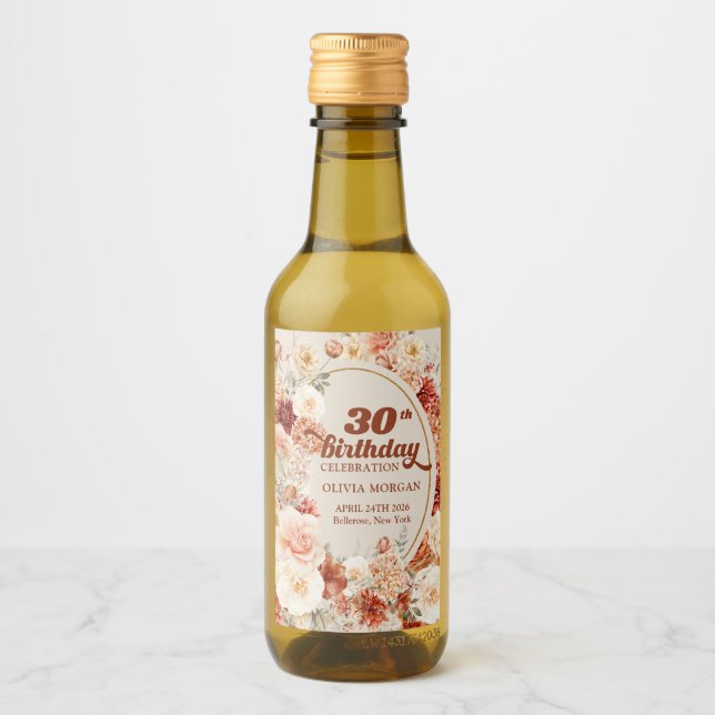 Boho terracotta burgundy aniversário de 30 anos fl (Frente)