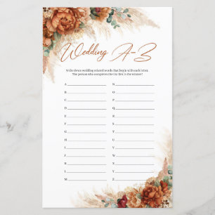 Boho terracotta burgundy pampas Casamento A-Z