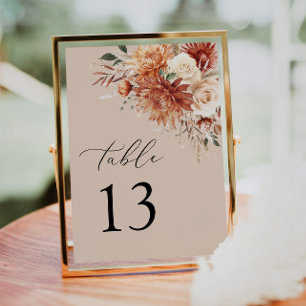 Boho Terracotta Dahlia Rosa Número da Mesa