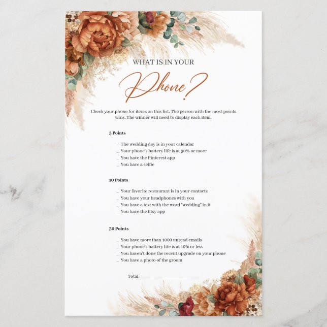 Boho Terracotta e Burgundy O que está em seu telef (Frente)