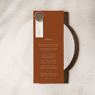 Boho Terracotta Elegante Menu de Casamento Minimal