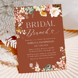 Boho Terracotta Floral Bridal Brunt Convite