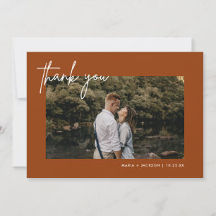 Boho Terracotta Foto Casamento Obrigado Cartões