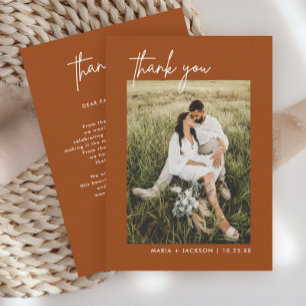 Boho Terracotta Foto Casamento Obrigado Cartões