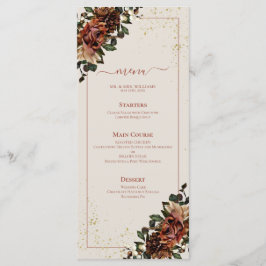 Boho Terracotta Greenery Menu Floral de Casamento