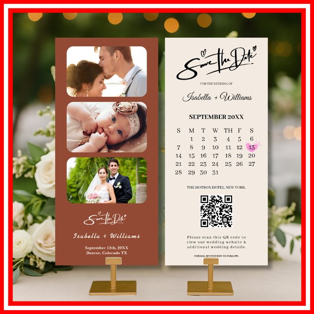 Boho Terracotta Laranja Queimado Casamento Salvar  (Criador carregado)