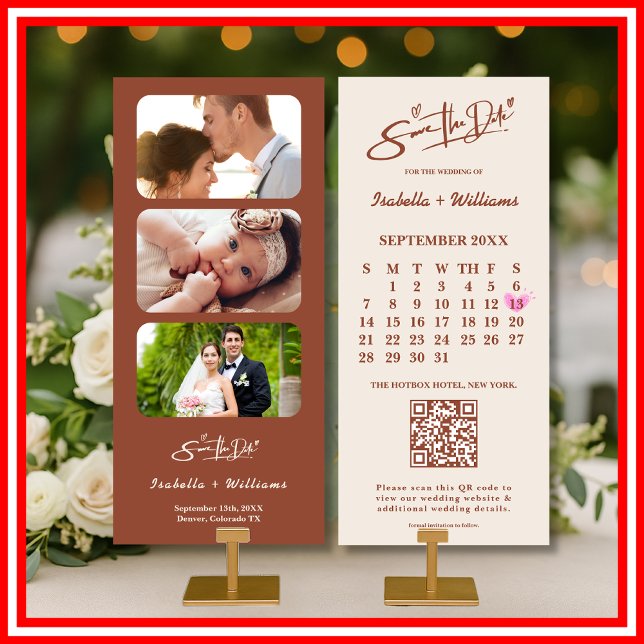 Boho Terracotta Laranja Queimado Casamento Salvar  (Criador carregado)