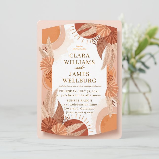 Boho Terracotta - Modelo de Convite (Em pé/Frente)