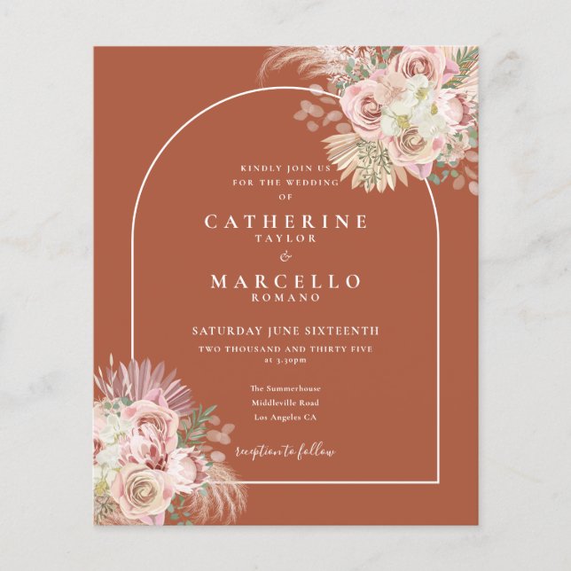 Boho Terracotta Pampas Casamento de Grass (Frente)