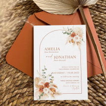 Boho Terracotta Pampas Convite Para Casamento