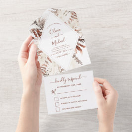 Boho Terracotta Pampas Grass Beige Wedding