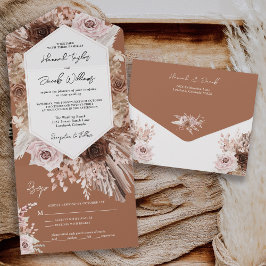 Boho Terracotta Pampas Grass com Casamento RSVP