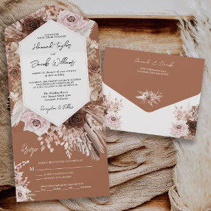Boho Terracotta Pampas Grass com Casamento RSVP