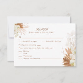 Boho Terracotta Pampas Grass Orchid Wedding RSVP  