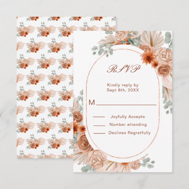 Boho Terracotta Pampas Grass RSVP (Frente/Verso)