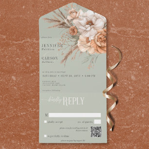 Boho Terracotta Peach & Cream Floral Green Código