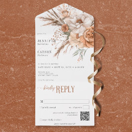Boho Terracotta Peach & Cream Floral White Código 