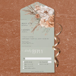 Boho Terracotta Peach & Cream Janto Floral Verde