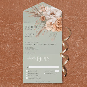 Boho Terracotta Peach & Cream Janto Floral Verde