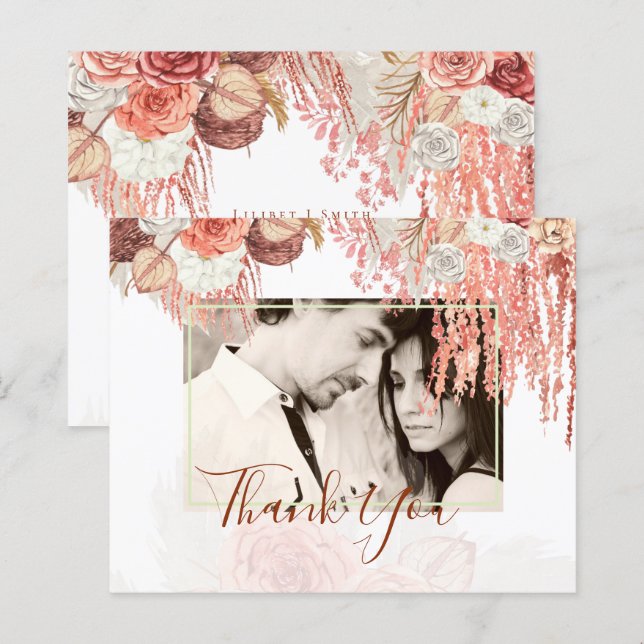 Boho Terracotta Rosa Pampas Grass Casamento Floral (Frente/Verso)