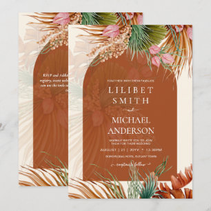 BoHO Terracotta Tropical Pampas Grass Casamento