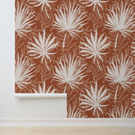Boho Terracotta White Palm Leaf Impressão Patterno