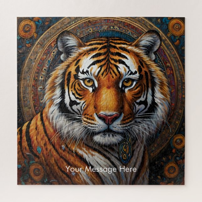 Boho Tiger Quebra-cabeça - Arte Selvagem Vibrante (Vertical)