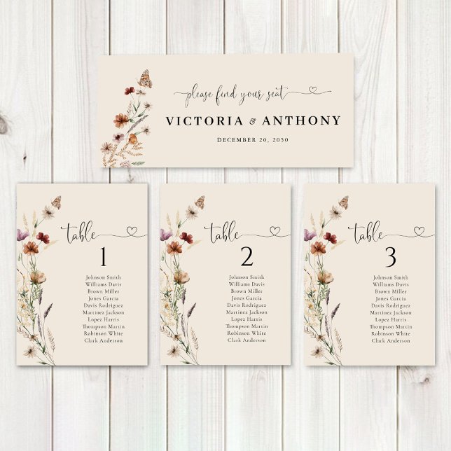 Boho Tiny Wildflower Sinal de Mesa (Criador carregado)