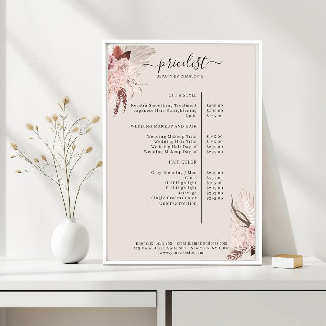 Boho Trendy Pricelist Poster (Criador carregado)