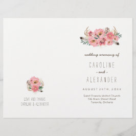 Boho Tribal Bohemian Feather Wedding Programs