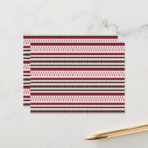 Boho Tribal Cartão Postal Padrão Vermelho Rústico