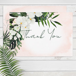 Boho Tropical Blush Watercolor Cartões de agradeci