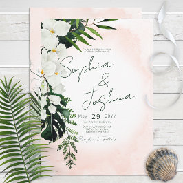 Boho Tropical Blush Watercolor Convite